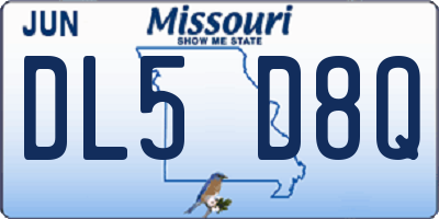 MO license plate DL5D8Q