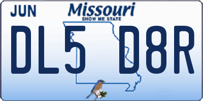 MO license plate DL5D8R