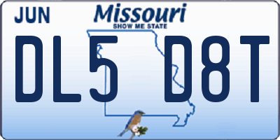 MO license plate DL5D8T
