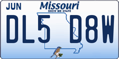 MO license plate DL5D8W
