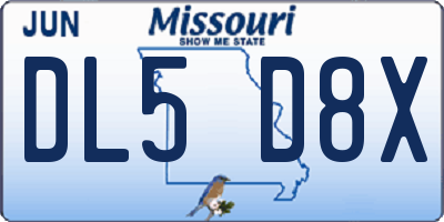 MO license plate DL5D8X