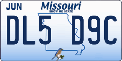 MO license plate DL5D9C
