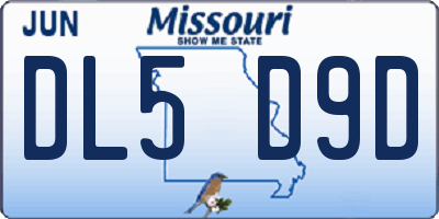 MO license plate DL5D9D