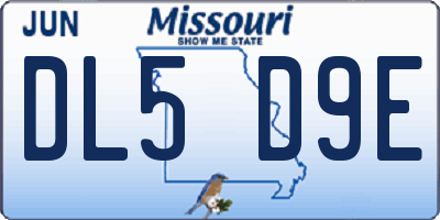 MO license plate DL5D9E