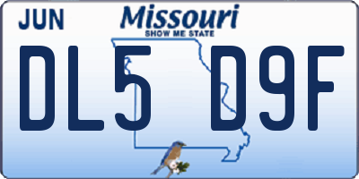 MO license plate DL5D9F