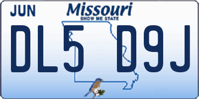 MO license plate DL5D9J