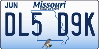 MO license plate DL5D9K