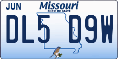 MO license plate DL5D9W