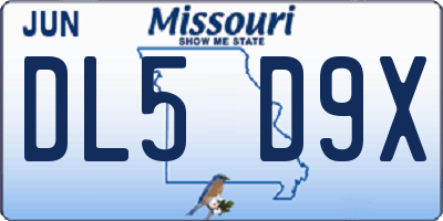 MO license plate DL5D9X
