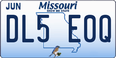 MO license plate DL5E0Q