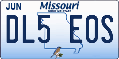 MO license plate DL5E0S