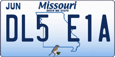 MO license plate DL5E1A