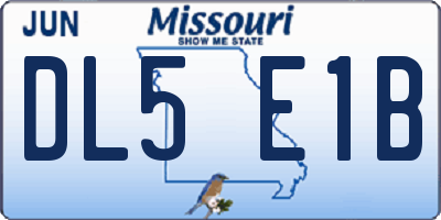 MO license plate DL5E1B