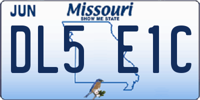 MO license plate DL5E1C