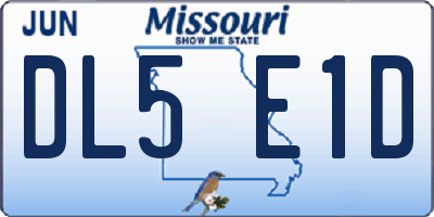 MO license plate DL5E1D