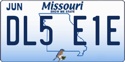 MO license plate DL5E1E