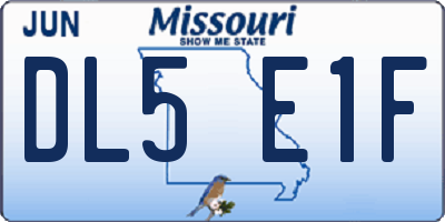 MO license plate DL5E1F
