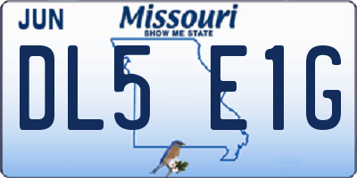 MO license plate DL5E1G