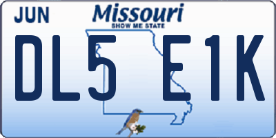 MO license plate DL5E1K