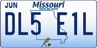 MO license plate DL5E1L