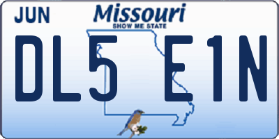 MO license plate DL5E1N