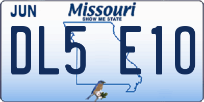 MO license plate DL5E1O