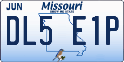 MO license plate DL5E1P