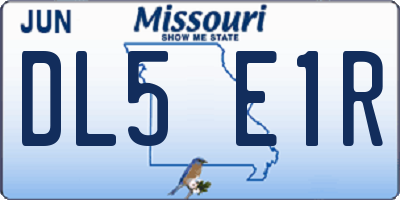 MO license plate DL5E1R