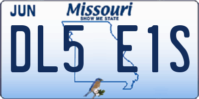 MO license plate DL5E1S