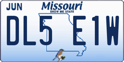 MO license plate DL5E1W