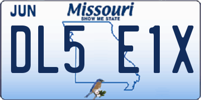MO license plate DL5E1X