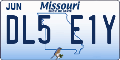 MO license plate DL5E1Y