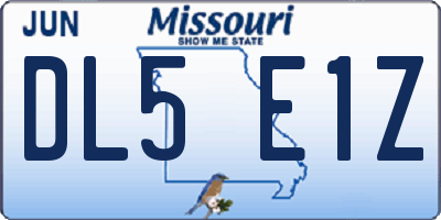 MO license plate DL5E1Z