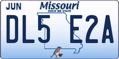 MO license plate DL5E2A