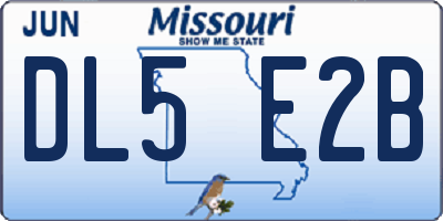 MO license plate DL5E2B