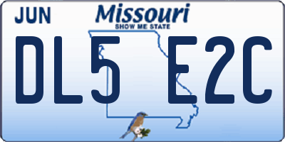 MO license plate DL5E2C
