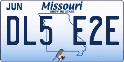 MO license plate DL5E2E