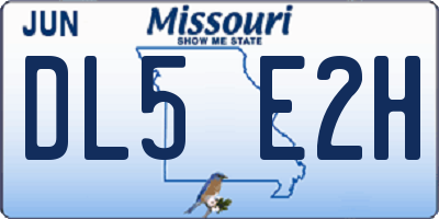 MO license plate DL5E2H