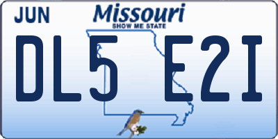 MO license plate DL5E2I