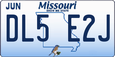 MO license plate DL5E2J