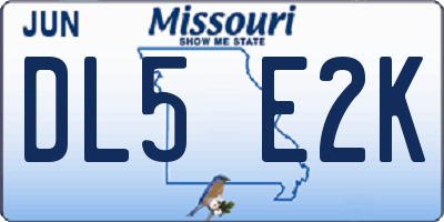 MO license plate DL5E2K
