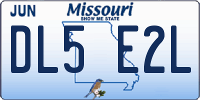 MO license plate DL5E2L