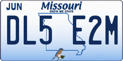 MO license plate DL5E2M