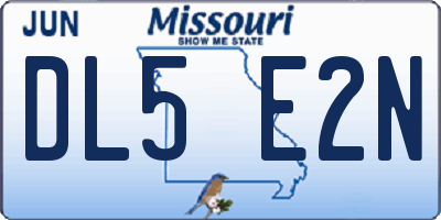 MO license plate DL5E2N