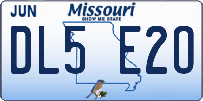 MO license plate DL5E2O