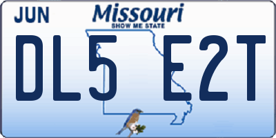 MO license plate DL5E2T