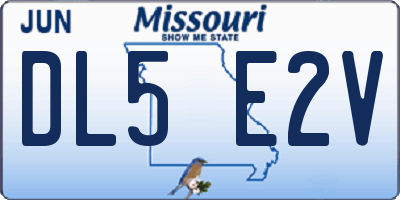 MO license plate DL5E2V