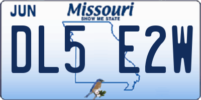 MO license plate DL5E2W