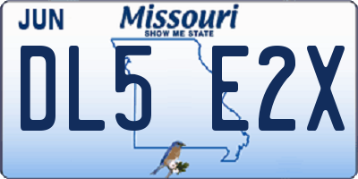 MO license plate DL5E2X