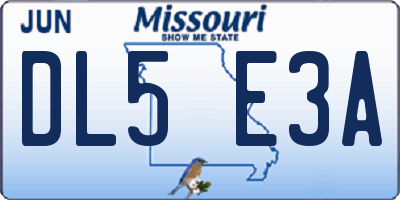 MO license plate DL5E3A